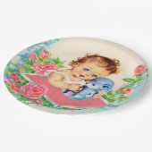 ヴィンテージベビーガール、ベビーシャワー紙プレート ペーパープレート (アングル)