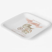 ヴィンテージベビーキャリッジとバニーベビーガール ペーパープレート (傾斜あり)