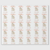 ヴィンテージベビーキャリッジとバニーベビーガール ラッピングペーパー (フラット)