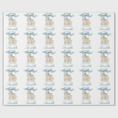 ヴィンテージベビーキャリッジアンドブルーバニー男の赤ちゃん ラッピングペーパー (フラット)