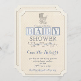 ヴィンテージベビーキャリッジシャワー招待状 招待状