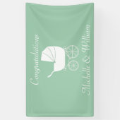 ヴィンテージベビーキャリッジシャワー美 横断幕 (縦)