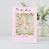 ヴィンテージベビーキャリッジピンクとホワイト招待状 招待状 (スタンド正面)