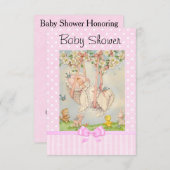 ヴィンテージベビーキャリッジピンクとホワイト招待状 招待状 (正面/裏面)