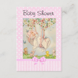 ヴィンテージベビーキャリッジピンクとホワイト招待状 招待状