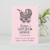 ヴィンテージベビーキャリッジピンクガールベビーシャワー 招待状 (スタンド正面)