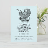 ヴィンテージベビーキャリッジブルーボーイベビーシャワー 招待状 (スタンド正面)