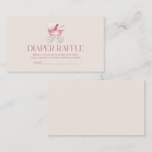 ヴィンテージベビーキャリッジベビーシャワーおむつラッフル エンクロージャーカード (正面/裏面)