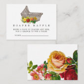 ヴィンテージベビーキャリッジベビーシャワーおむつラッフル エンクロージャーカード (正面/裏面)