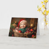 ヴィンテージベビークリスマスカード カード (黄色い花)