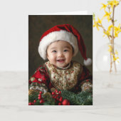 ヴィンテージベビークリスマスカード カード (黄色い花)