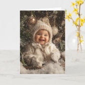 ヴィンテージベビークリスマスカード カード (黄色い花)