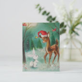 ヴィンテージベビークリスマスディアアンドバニー シーズンポストカード (スタンド正面)