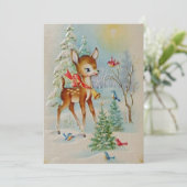 ヴィンテージベビークリスマスディアホリデーフラットカード (スタンド正面)