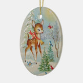 ヴィンテージベビークリスマスディアー セラミックオーナメント (左)