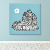 ヴィンテージベビークリブ2モノグラム24x24 Bキャンバス印刷 キャンバスプリント (インサイチュ (ウッドフロア))