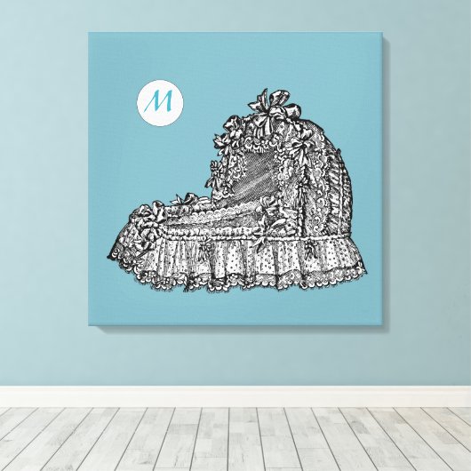 ヴィンテージベビークリブ2モノグラム24x24 Bキャンバス印刷 キャンバスプリント (インサイチュ (ウッドフロア))