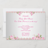 ヴィンテージベビーシャワーかわいいガールピンクパールバラ2A 招待状 (裏面)
