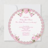 ヴィンテージベビーシャワーかわいいガールピンクパールバラ3B 招待状 (裏面)