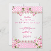 ヴィンテージベビーシャワーかわいいガールピンクパールバラB 招待状 (裏面)