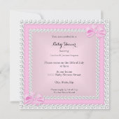 ヴィンテージベビーシャワーガールかわいらしピンクツゥブルネット 招待状 (裏面)