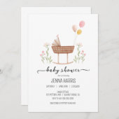 ヴィンテージベビーシャワーガールジェンダーニュートラル招待状 招待状 (正面/裏面)