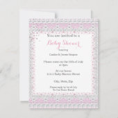 ヴィンテージベビーシャワーガールピンクまき傘 招待状 (裏面)