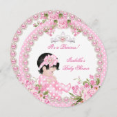 ヴィンテージベビーシャワーガールピンクパールバラ3A 招待状 (正面/裏面)