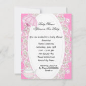 ヴィンテージベビーシャワーガールピンクベビーインTeacup 招待状 (裏面)