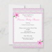 ヴィンテージベビーシャワーガールプリンセスピンクティーパーティー 招待状 (裏面)