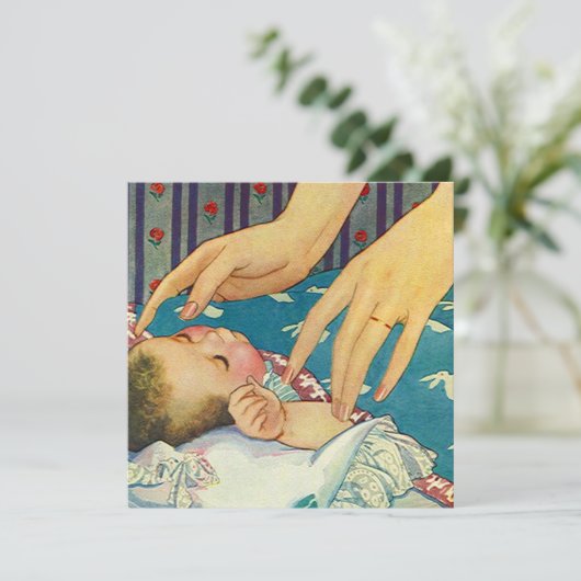 ヴィンテージベビーシャワーパーティーアナウンス招待状 招待状 (スタンド正面)