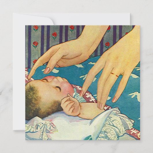 ヴィンテージベビーシャワーパーティーアナウンス招待状 招待状 (正面)