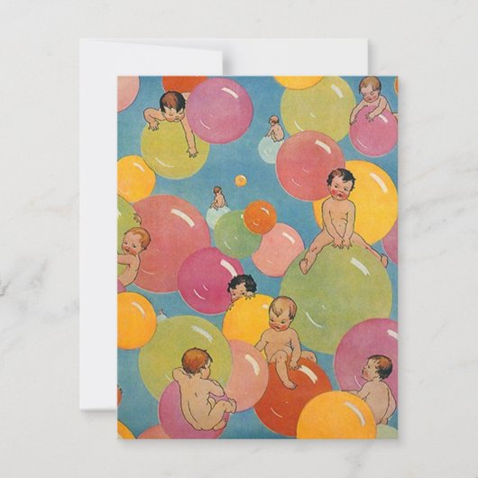 ヴィンテージベビーシャワーパーティー発表招待状 招待状 (正面)