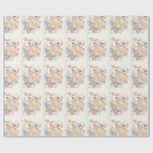 ヴィンテージベビーシャワーピンクエレファントブルーベア ラッピングペーパー (フラット)