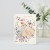 ヴィンテージベビーシャワーピンクエレファントブルーベア 招待状 (スタンド正面)