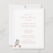 ヴィンテージベビーシャワーピンクエレファントブルーベア 招待状 (裏面)