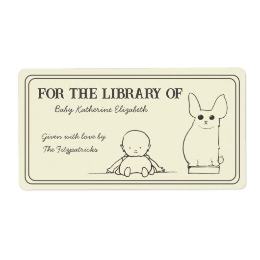 ヴィンテージベビーシャワーベビー蔵書票 ラベル (正面)