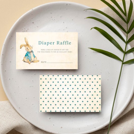 ヴィンテージベビーシャワーペーターザラビットオムツラッフル エンクロージャーカード