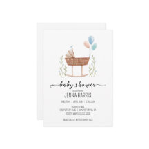 ヴィンテージベビーシャワーボーイジェンダーニュートラル招待状