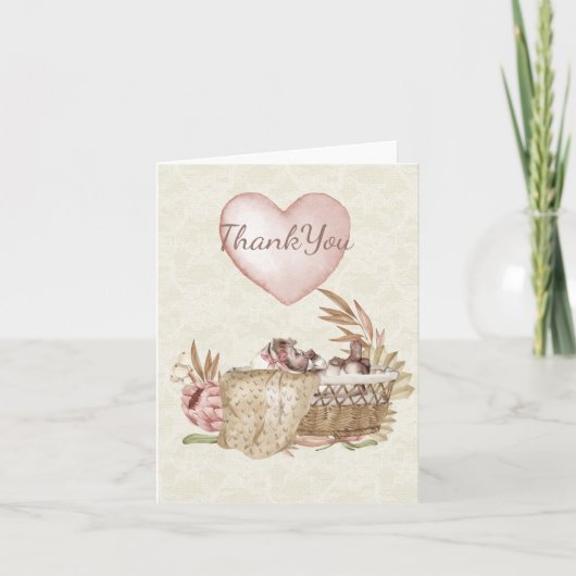 ヴィンテージベビーシャワー折り畳みサンキューカード サンキューカード (正面)