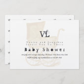ヴィンテージベビーシャワー招待状クラフトプラム金ゴールド 招待状 (正面/裏面)