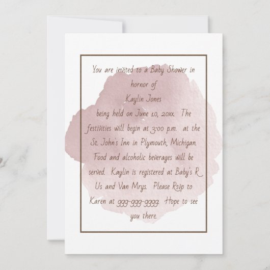 ヴィンテージベビーシャワー招待状 招待状 (裏面)