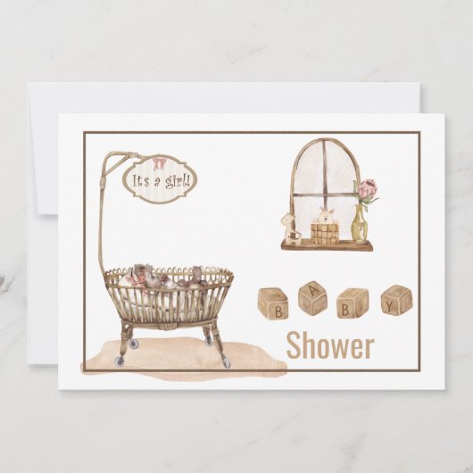 ヴィンテージベビーシャワー招待状 招待状 (正面)