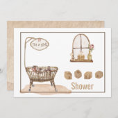 ヴィンテージベビーシャワー招待状 招待状 (正面/裏面)