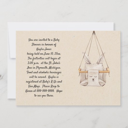 ヴィンテージベビーシャワー招待状 招待状 (裏面)
