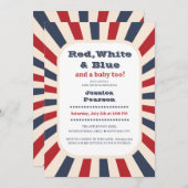 ヴィンテージベビーシャワー赤と青の招待状 招待状 (正面/裏面)