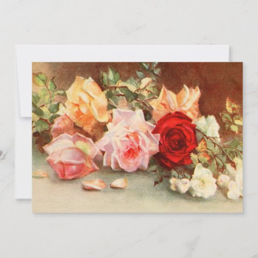 ヴィンテージベビーシャワー、アンティークバラ花フローラ 招待状 (裏面)