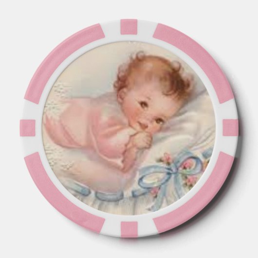 ヴィンテージベビートランプのポーカーをテーマにしたチップ ポーカーチップ (正面)