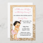 ヴィンテージベビーバーラップ誕生日招待状 招待状 (正面/裏面)