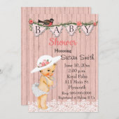 ヴィンテージベビービクトリアンガールベビーシャワー招待状 招待状 (正面/裏面)